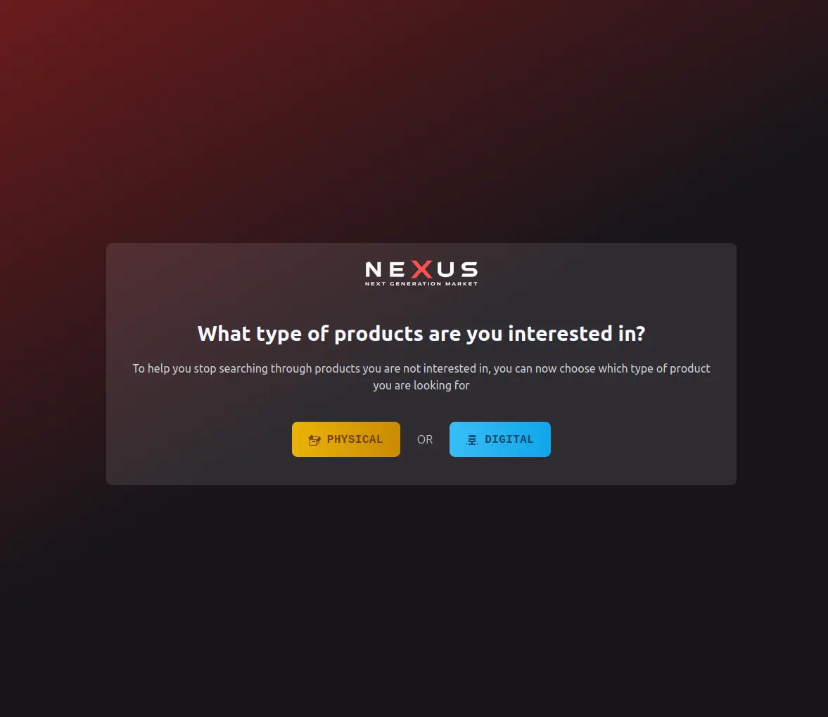 Nexus Market product browsing